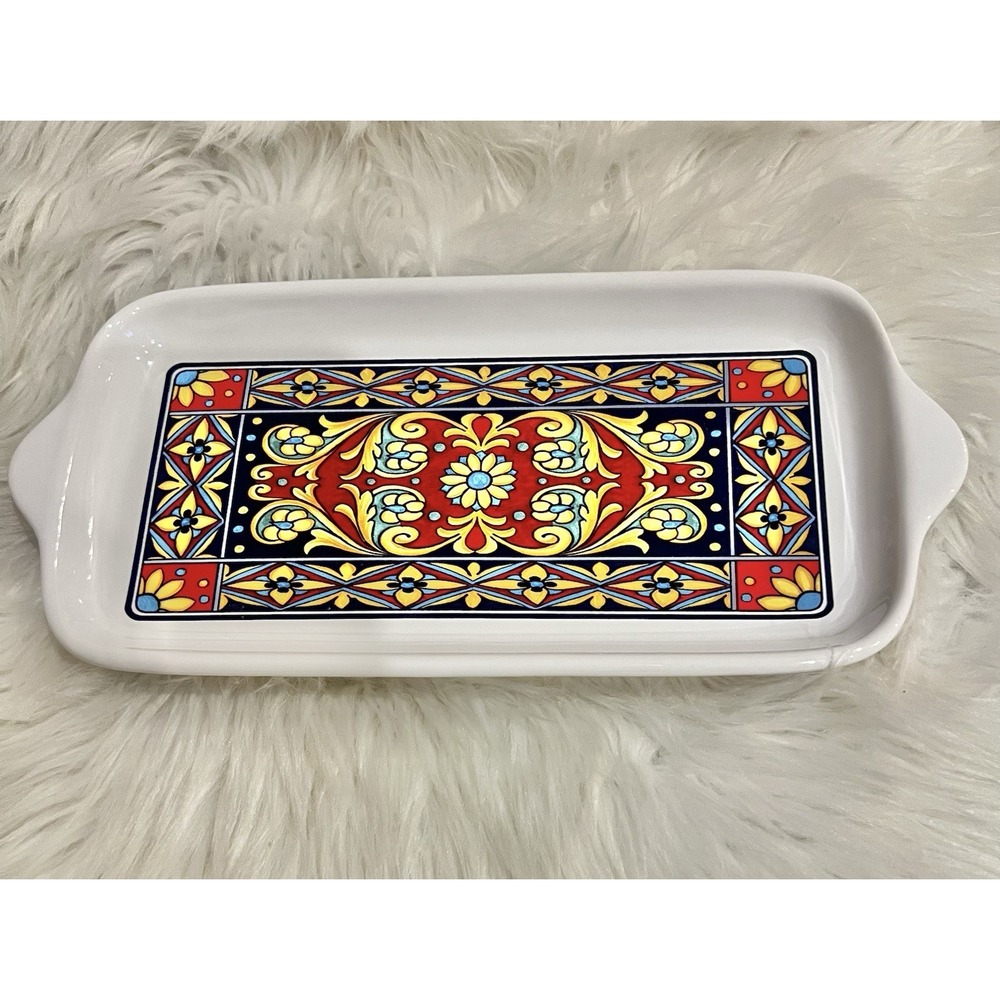 Nova‎ Deruta Made in Italy Ceramic Stoneware Appetizer Tray 11" x 5 1/8" Read